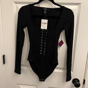 Forever 21 Long sleeve lace up bodysuit